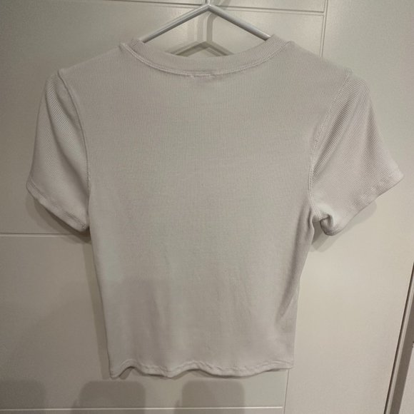 Aritzia Wilfred White Ribbed Tee - Picture 2 of 4